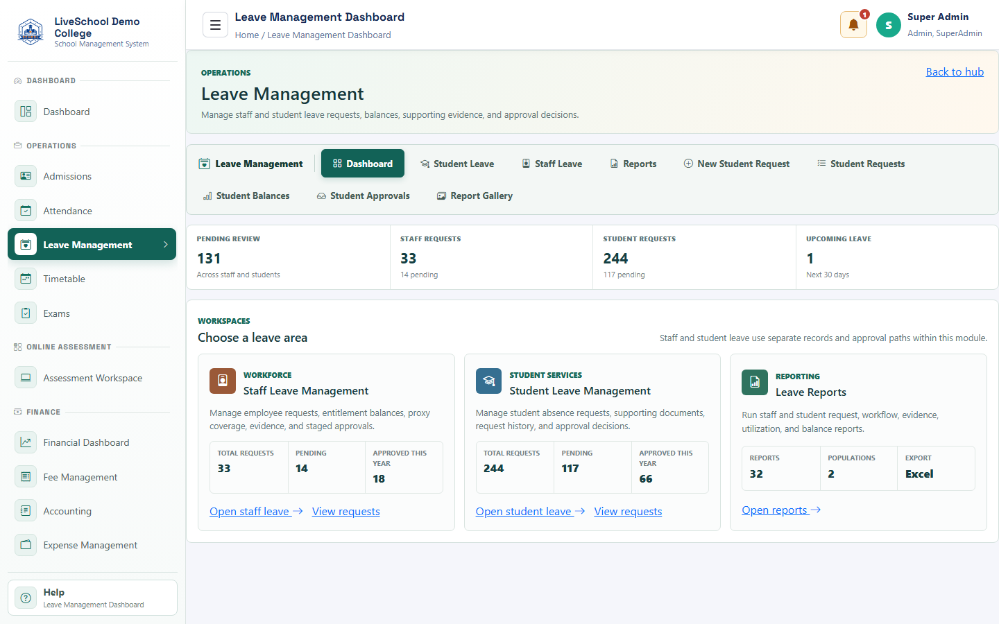 Leave Management interface